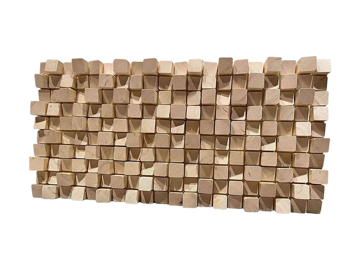 Pannello acustico Skyline in legno con blocchetti ad altezze diverse